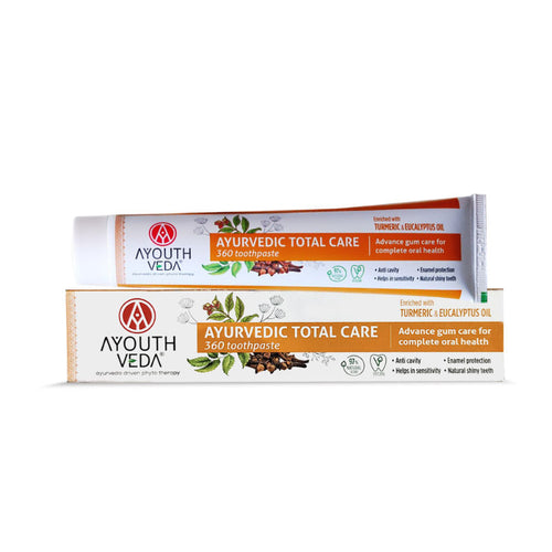 Ayouthveda Ayurvedic Total Care 360 Toothpaste with Turmeric & Eucalyptus for Oral Health