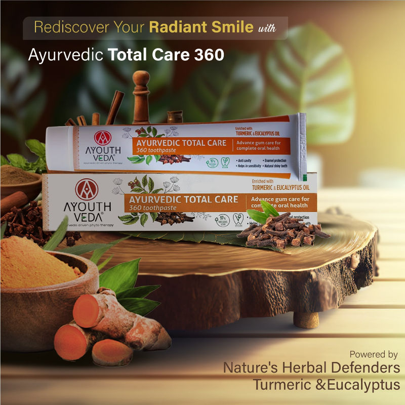 Ayouthveda Ayurvedic Total Care 360 Toothpaste with Turmeric & Eucalyptus for Oral Health