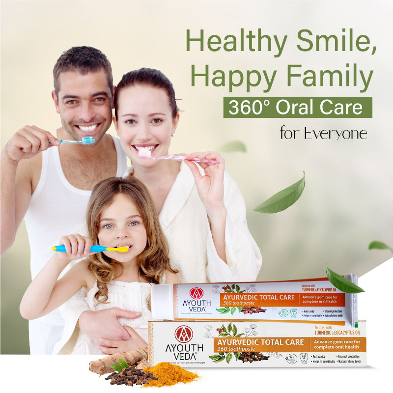 Ayouthveda Ayurvedic Total Care 360 Toothpaste with Turmeric & Eucalyptus for Oral Health