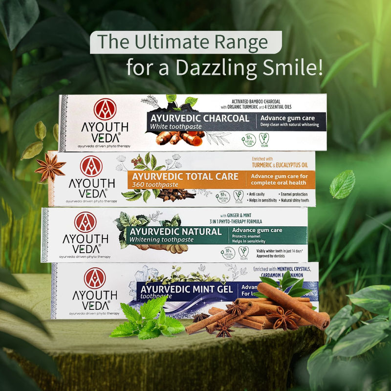 Ayouthveda Ayurvedic Total Care 360 Toothpaste with Turmeric & Eucalyptus for Oral Health