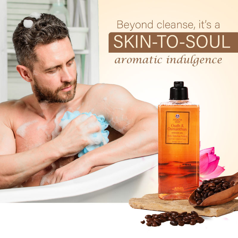 Ayouthveda Oudh & Osmanthus Shower Gel with Exotic Aroma to Cleanse, Hydrate & Refresh Skin