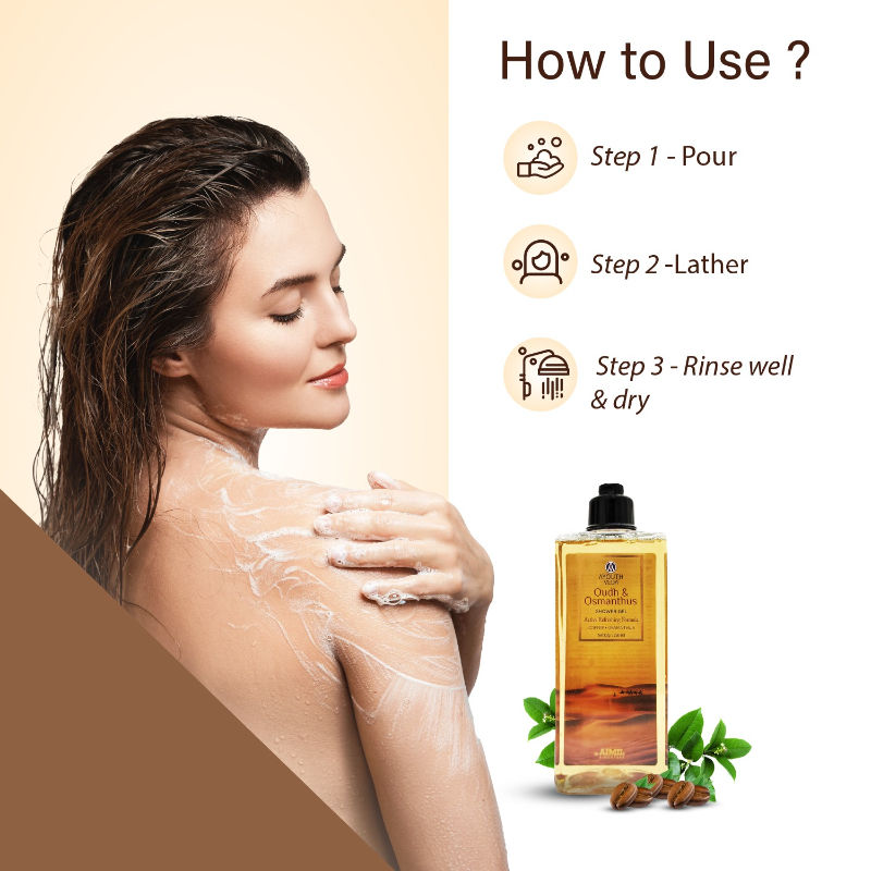 Ayouthveda Oudh & Osmanthus Shower Gel with Exotic Aroma to Cleanse, Hydrate & Refresh Skin