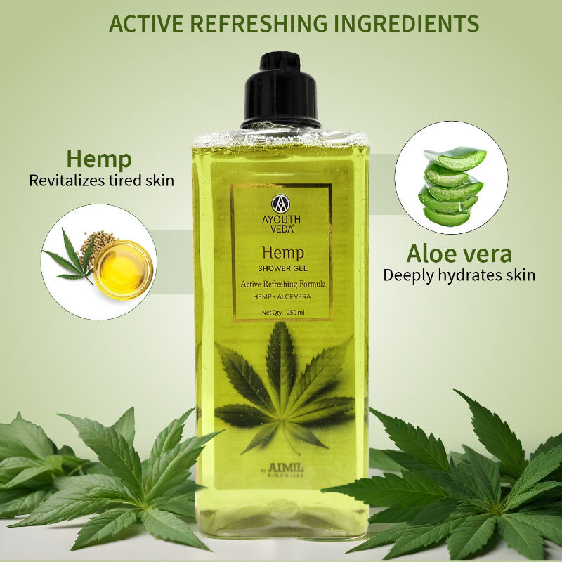 Ayouthveda Hemp Shower Gel with Hemp & Aloe Vera to Rejuvenate & Hydrate Skin