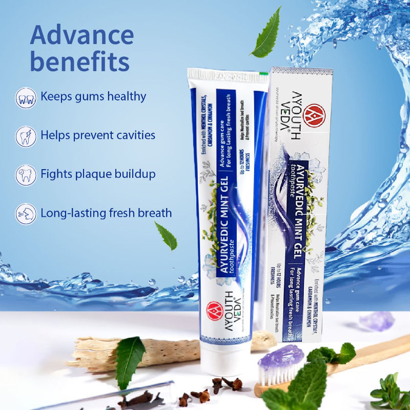 Ayouthveda Ayurvedic Mint Gel Toothpaste with Menthol & Cardamom for Fresh Breath