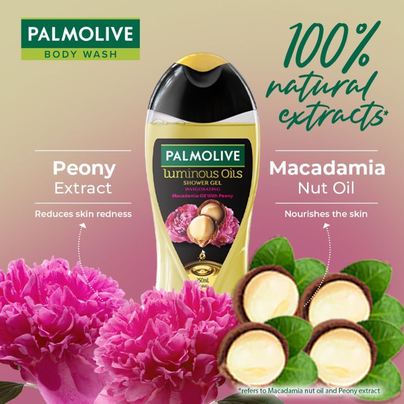 Palmolive Macadamia Oil & Peony Flower Luminous Oils Invigorating, Moisturizing Body Wash