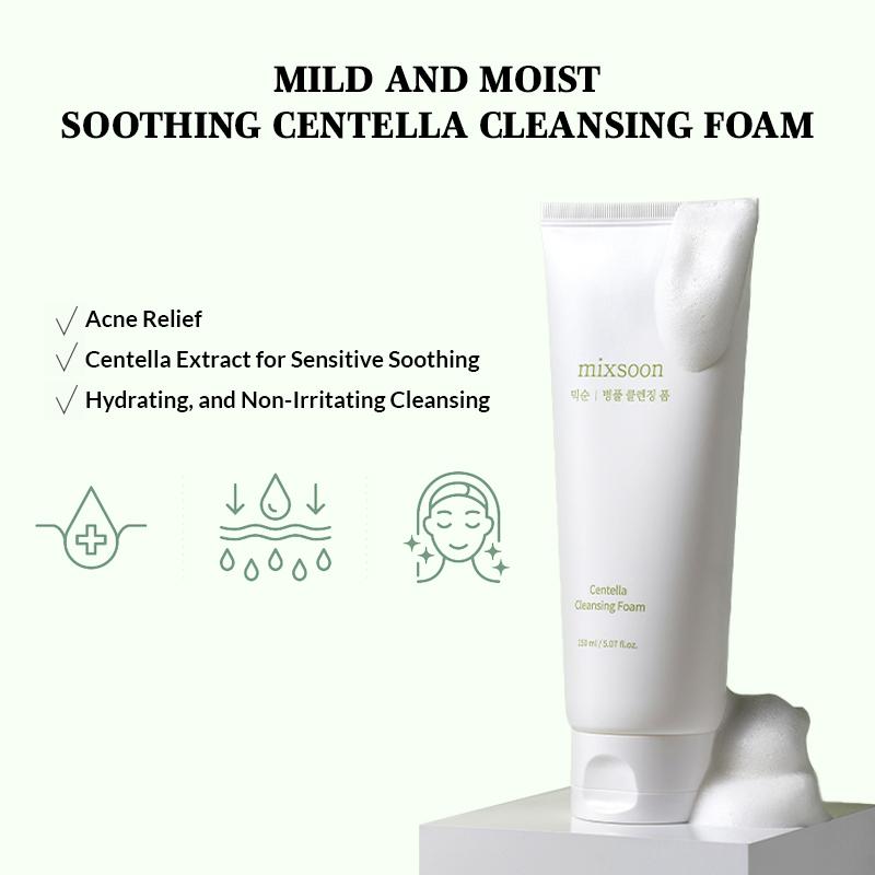 Mixsoon Centella Cleansing Foam, Gentle Face Wash for Redness & Acne-Prone Sensitive Skin