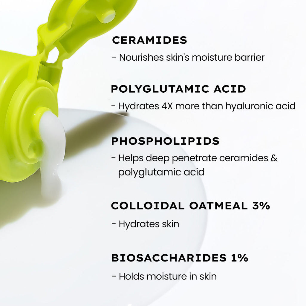 Hyphen Moisturizing Cream for Dry Skin 2% Ceramides + Polyglutamic Acid Gentle Cleanser