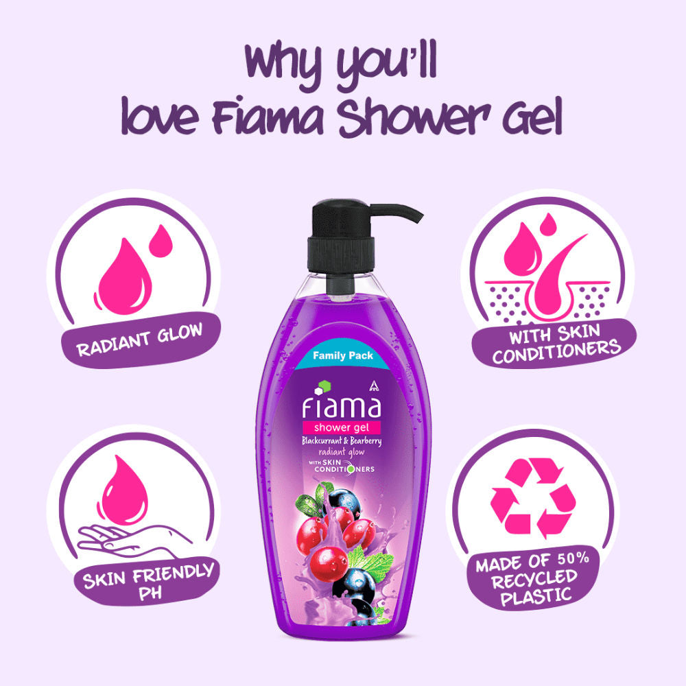 Fiama Shower Gel Blackcurrant & Bearberry Body Wash With Skin Conditioners For Radiant Glow
