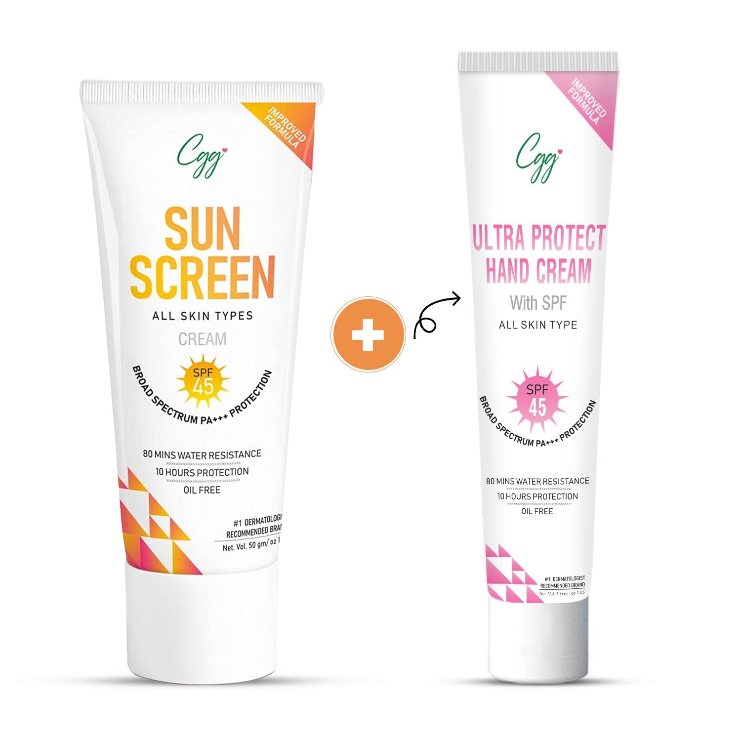 CGG Cosmetics Suncreen SPF 45 + FREE CGG cosmetics Hand cream SPF 45