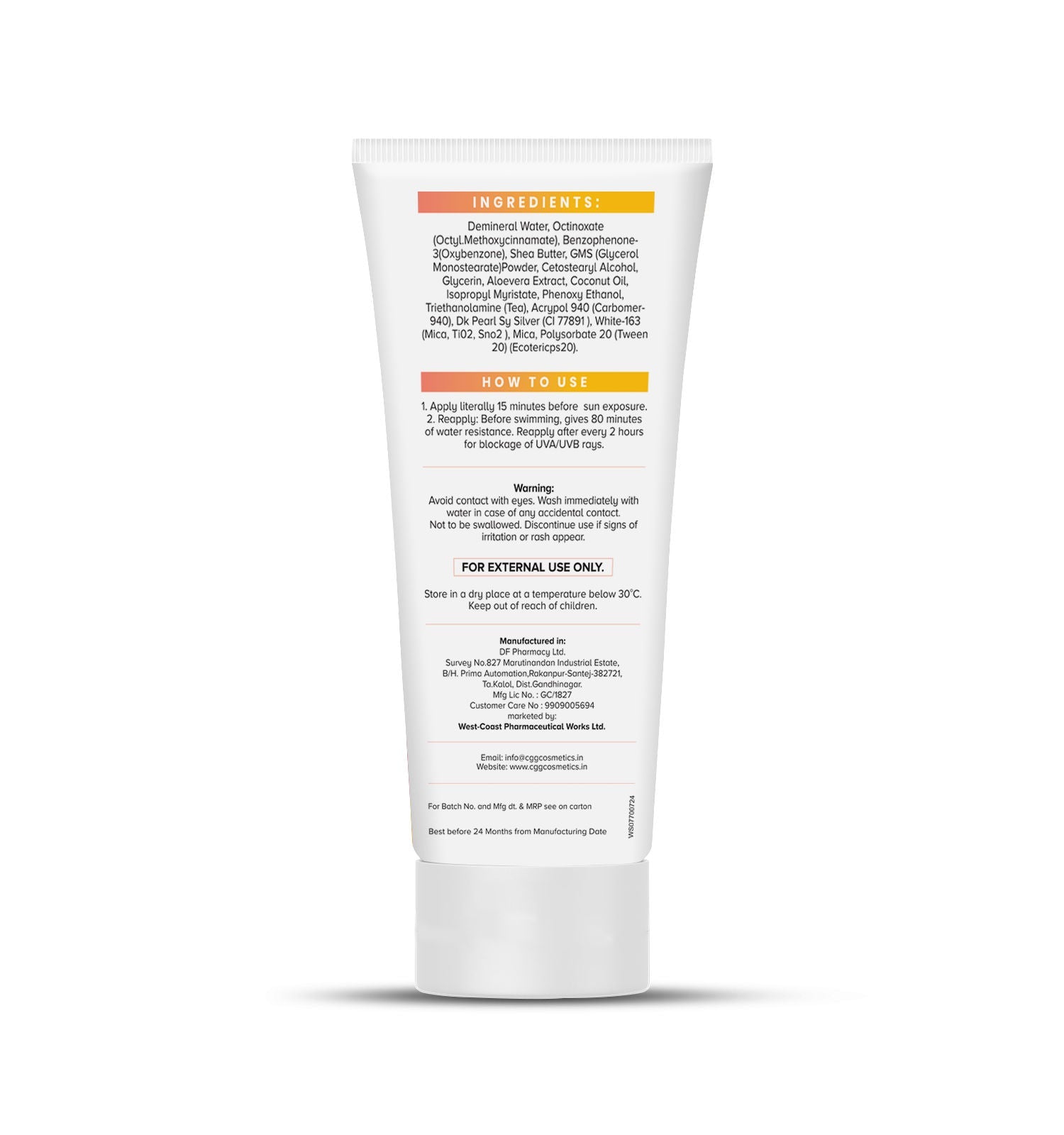 CGG Cosmetics Suncreen SPF 45 + FREE CGG cosmetics Hand cream SPF 45