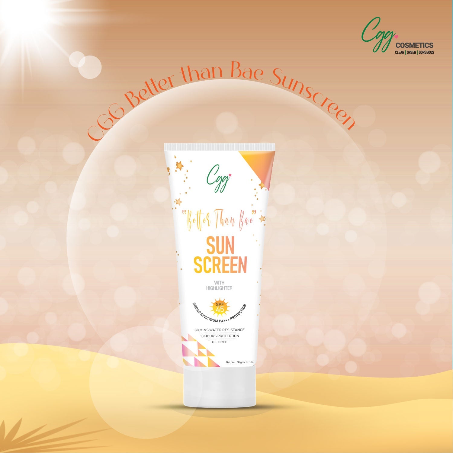 CGG Cosmetics Suncreen SPF 45 + FREE CGG cosmetics Hand cream SPF 45
