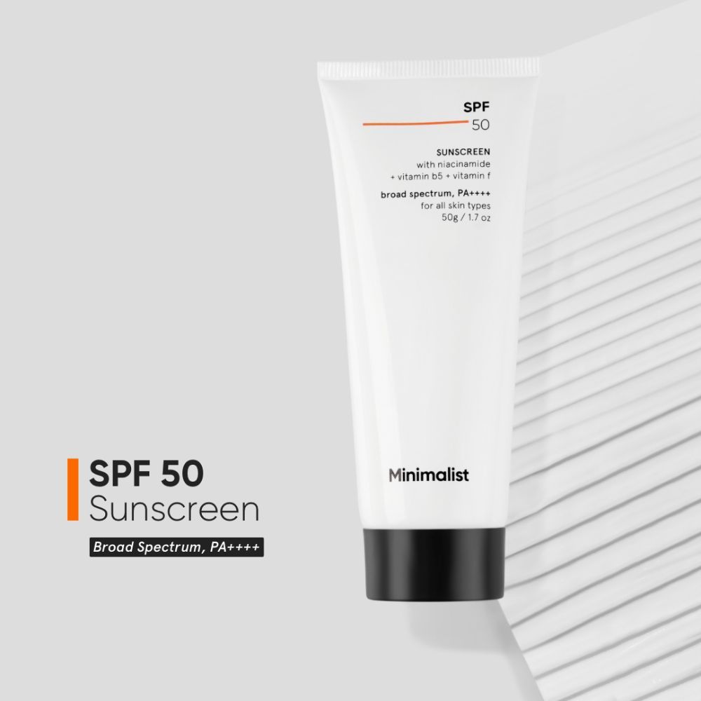 Minimalist SPF 50 PA ++++ Sunscreen With Multi-Vitamin For Reducing Photoaging & No White Cast