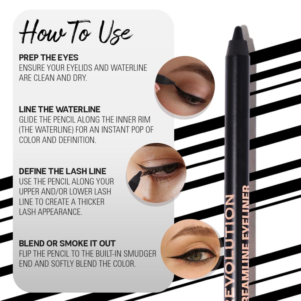 Makeup Revolution Streamline Waterline Eyeliner Pencil-Ultra Creamy Smudge Proof Smokey Looks
