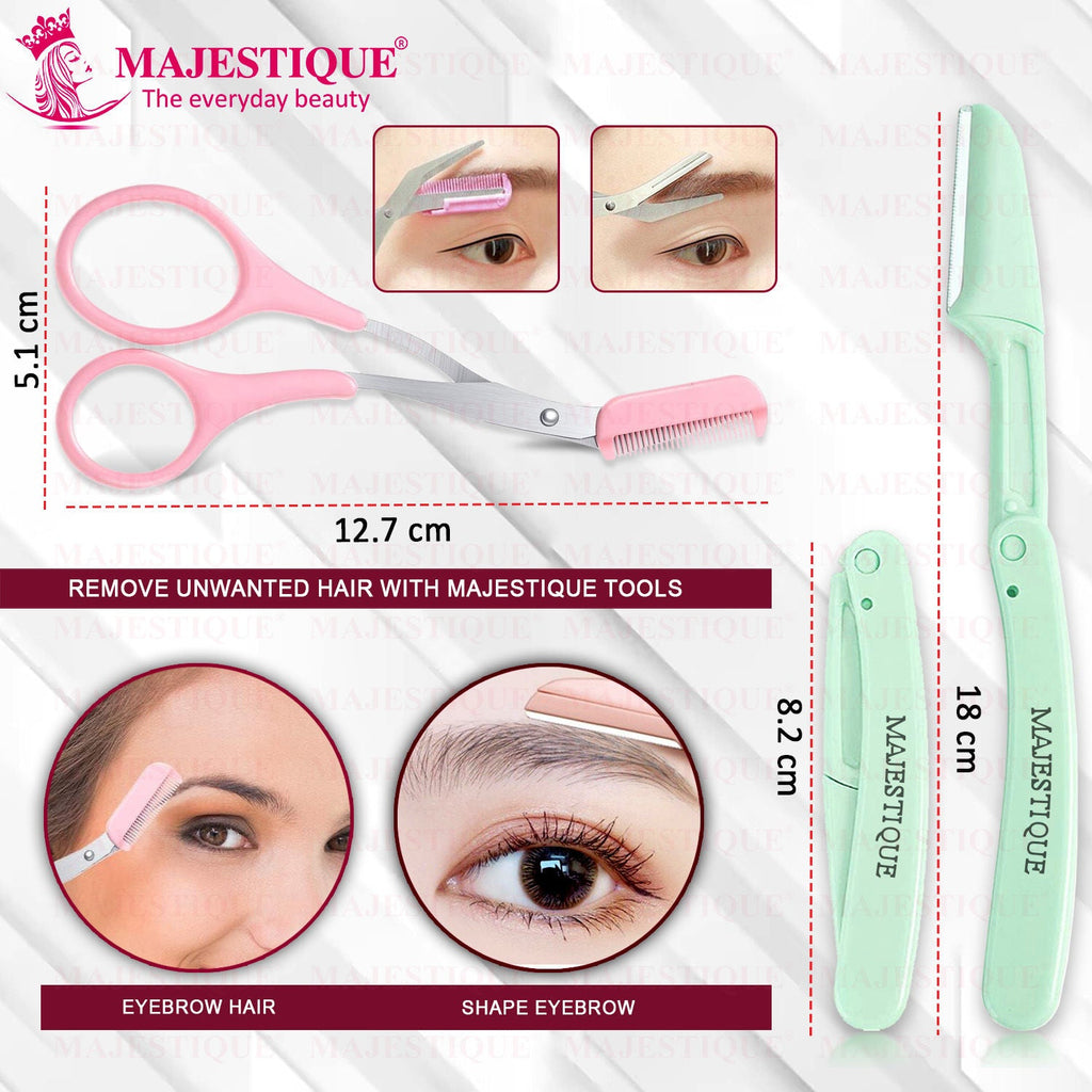 Majestique Eyebrow Trimming Scissors With Folding Facial Razors