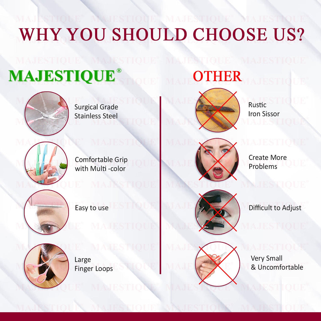 Majestique Eyebrow Trimming Scissors With Folding Facial Razors
