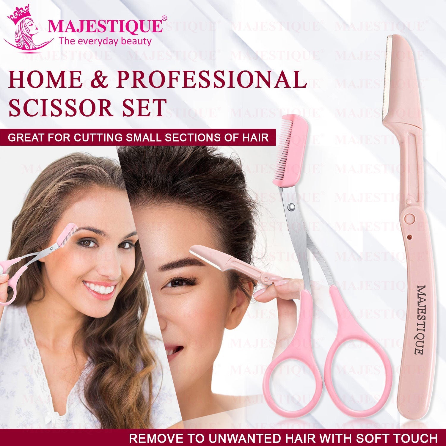 Majestique Eyebrow Trimming Scissors With Folding Facial Razors