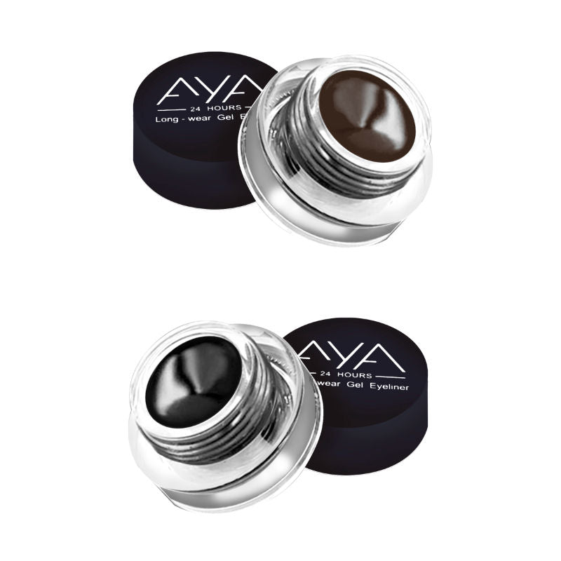 AYA Long Wear Gel Eyeliner Smudge Proof & Waterproof (Black And Brown)