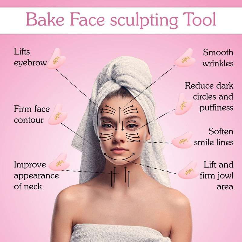 BAKE Quartz Gua Sha Stone Face Massager Tool for Reducing Fine Lines & Wrinkles and Eye Puffiness