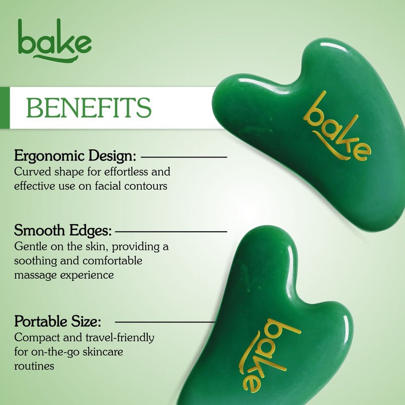 BAKE Jade Gua Sha Stone Face Massager Tool for Reducing Fine Lines & Wrinkles and Eye Puffiness