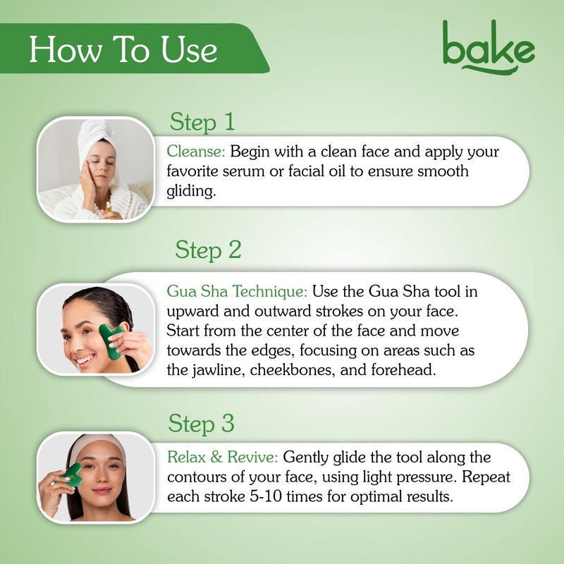 BAKE Jade Gua Sha Stone Face Massager Tool for Reducing Fine Lines & Wrinkles and Eye Puffiness