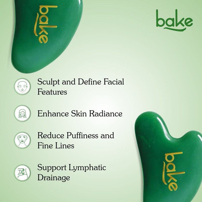BAKE Jade Gua Sha Stone Face Massager Tool for Reducing Fine Lines & Wrinkles and Eye Puffiness