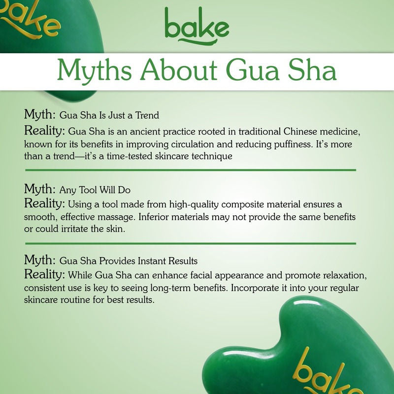 BAKE Jade Gua Sha Stone Face Massager Tool for Reducing Fine Lines & Wrinkles and Eye Puffiness