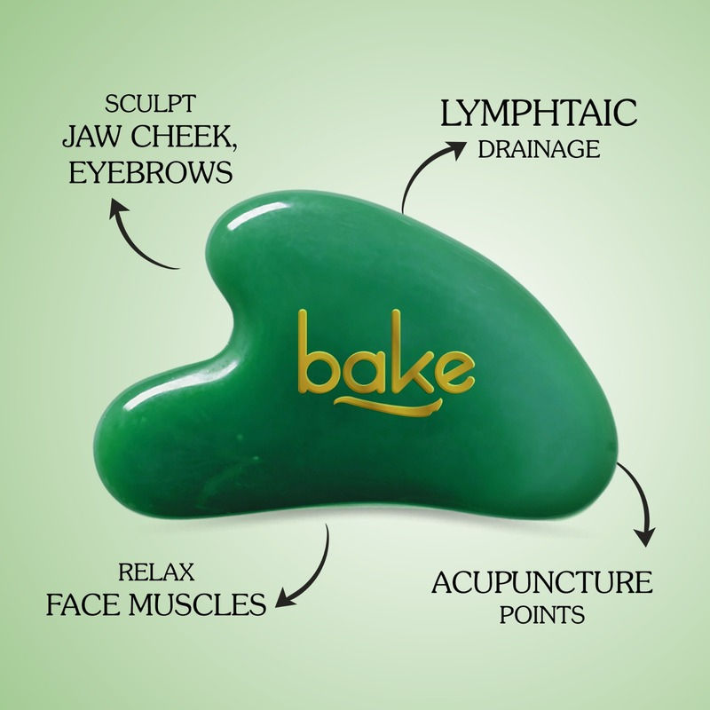 BAKE Jade Gua Sha Stone Face Massager Tool for Reducing Fine Lines & Wrinkles and Eye Puffiness
