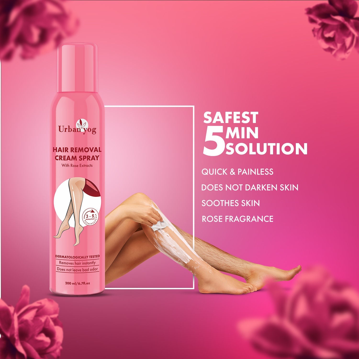 UrbanYog Hair Removal Cream Spray With Rose Extracts