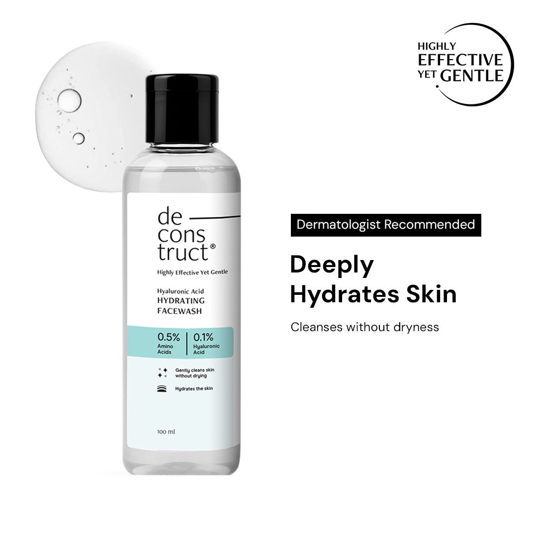 Deconstruct Hydrating Face Wash, 0.5% Amino Acids + 0.1% Hyaluronic Acid, Deeply Cleanses & Hydrates