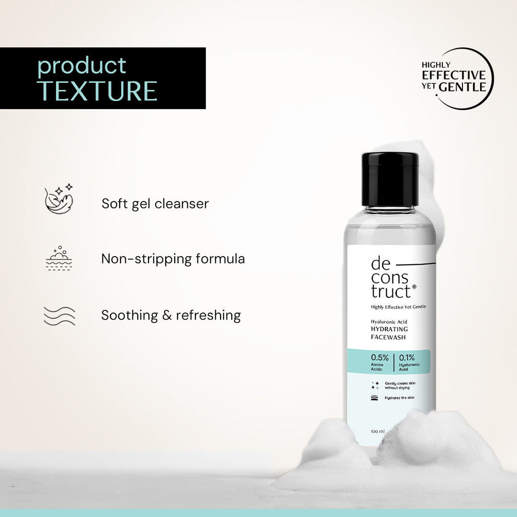 Deconstruct Hydrating Face Wash, 0.5% Amino Acids + 0.1% Hyaluronic Acid, Deeply Cleanses & Hydrates