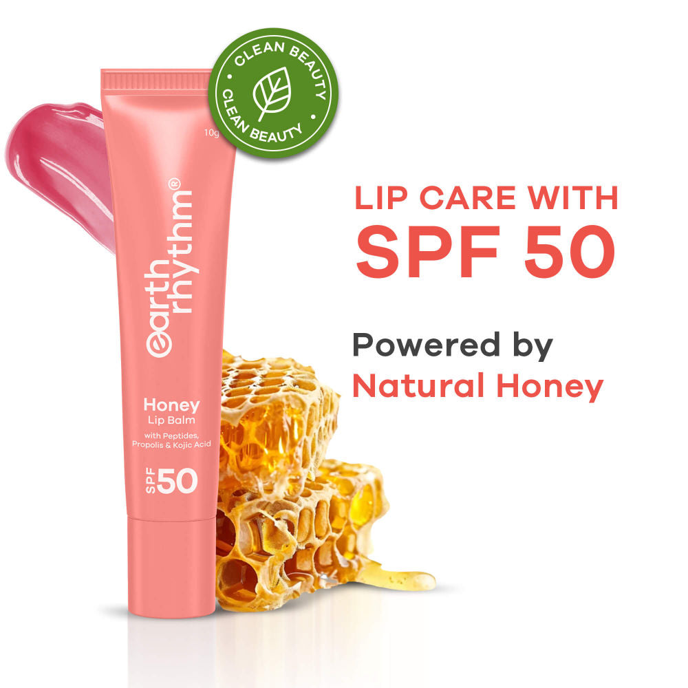 Earth Rhythm Honey Lip Balm Spf 50 Brightens Lips With Propolis, Peptides & Kojic Acid