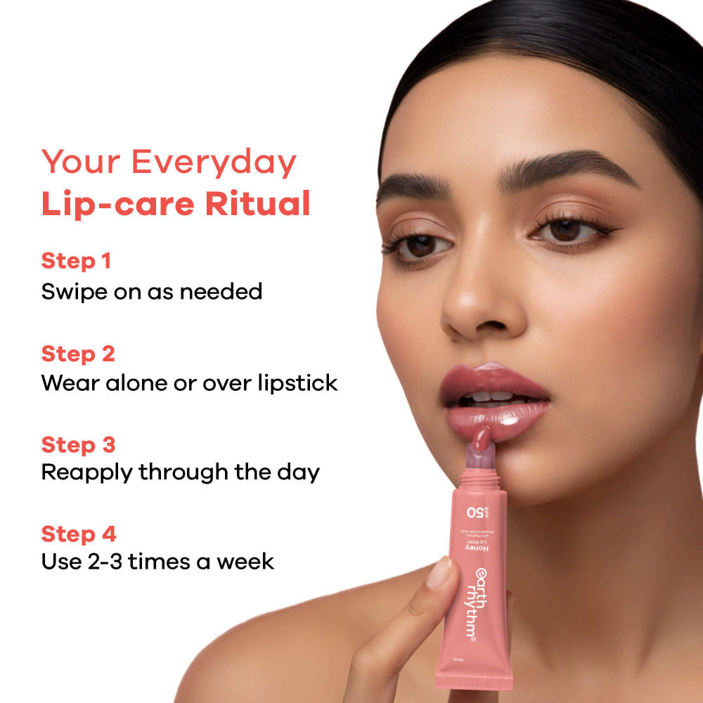 Earth Rhythm Honey Lip Balm Spf 50 Brightens Lips With Propolis, Peptides & Kojic Acid