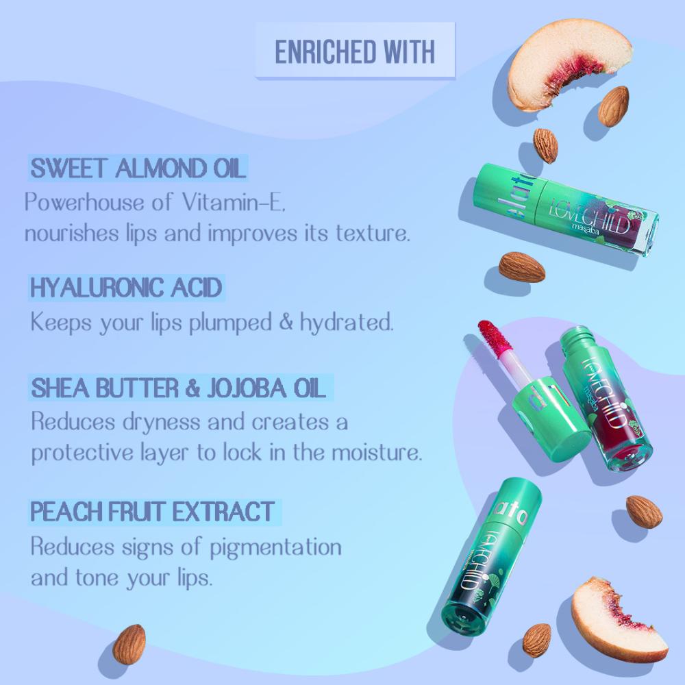 Lovechild Masaba Lip Gloss Oil, Tinted Lip Gelato Enriched with Jojoba Oil & Shea Butter