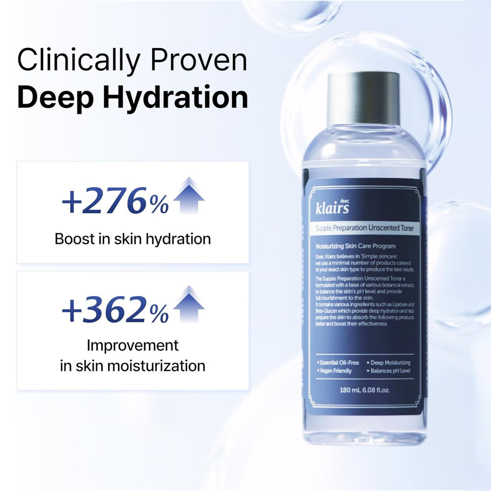 Klairs Supple Preparation Unscented Toner, Bestselling Moisturizing Korean Toner For Sensitive Skin