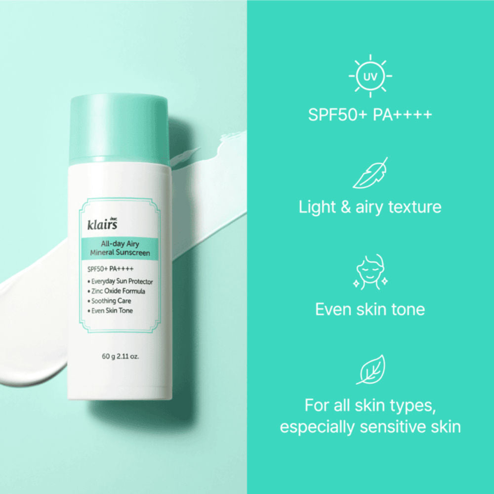 Klairs All-Day Airy Mineral Sunscreen SPF50+ PA++++