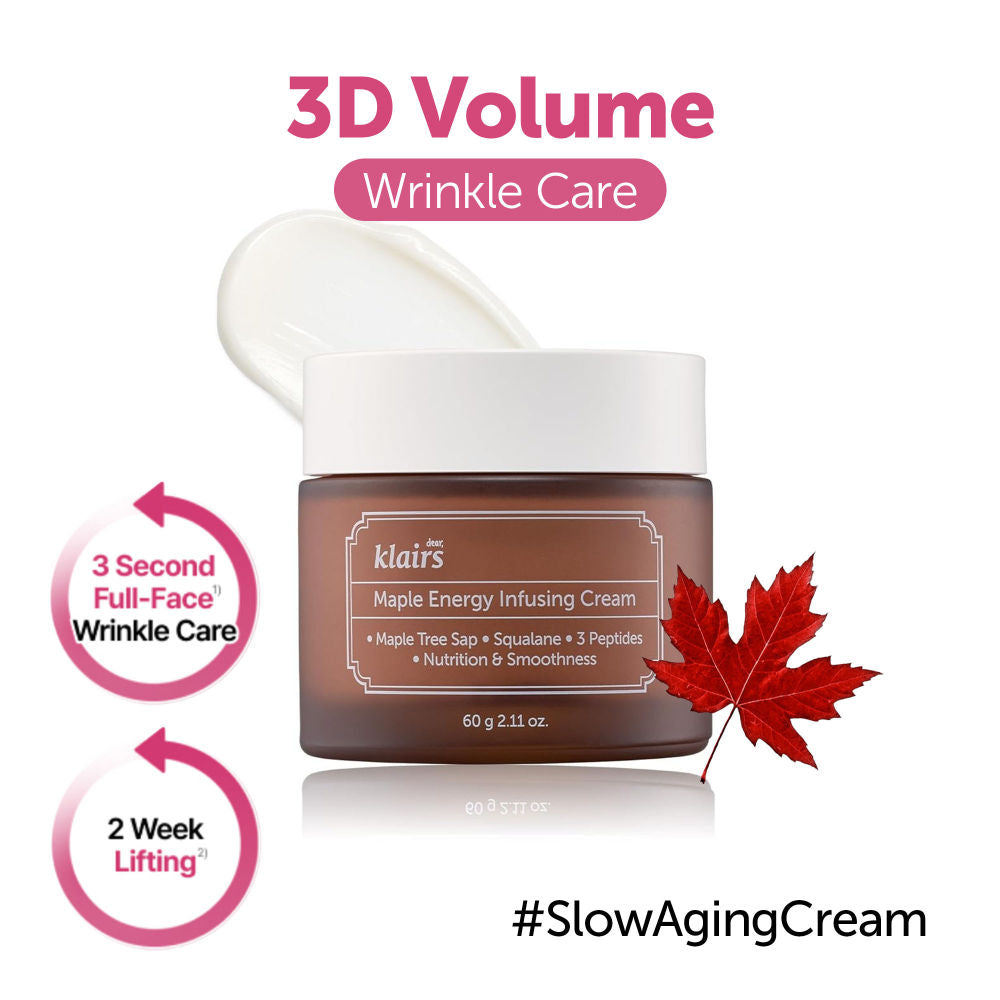Klairs Maple Energy Infusing Cream, Wrinkle Care Korean Cream with 3 Peptides For Glowing Skin