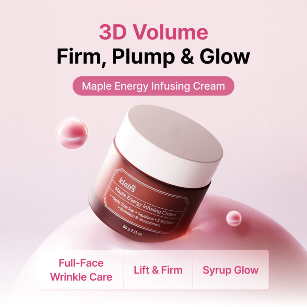 Klairs Maple Energy Infusing Cream, Wrinkle Care Korean Cream with 3 Peptides For Glowing Skin