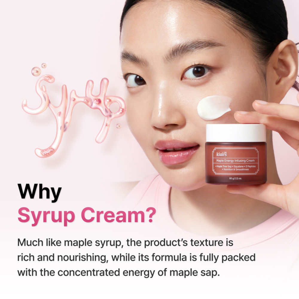 Klairs Maple Energy Infusing Cream, Wrinkle Care Korean Cream with 3 Peptides For Glowing Skin
