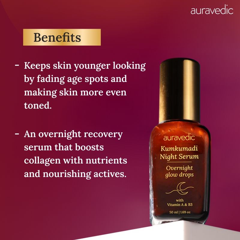 Auravedic Kumkumadi Tailam Night Serum Kumkumadi Face Serum With Kumkumadi Oil For Anti Aging Glow