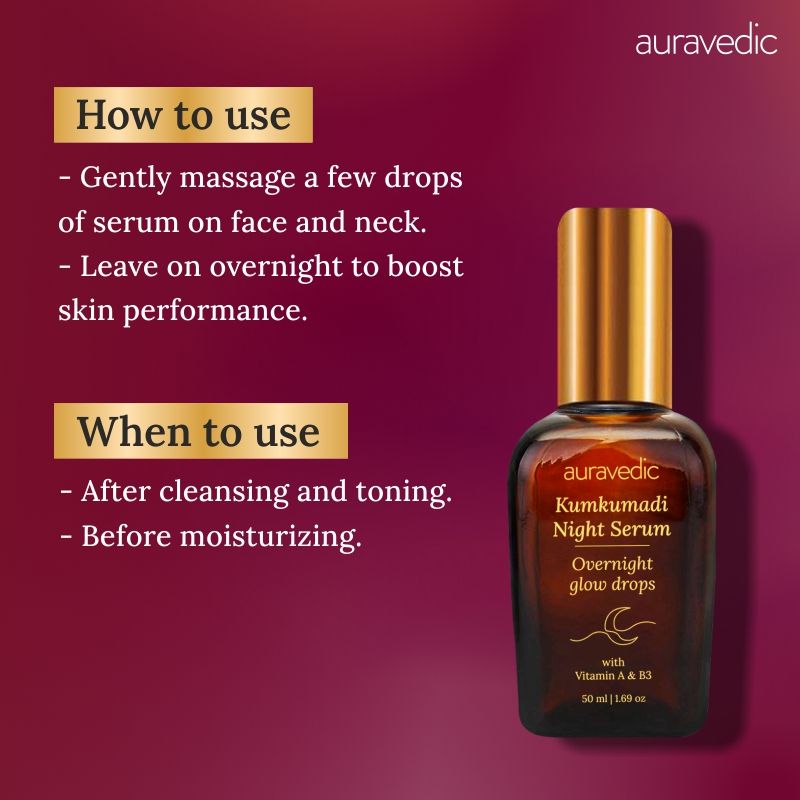 Auravedic Kumkumadi Tailam Night Serum Kumkumadi Face Serum With Kumkumadi Oil For Anti Aging Glow
