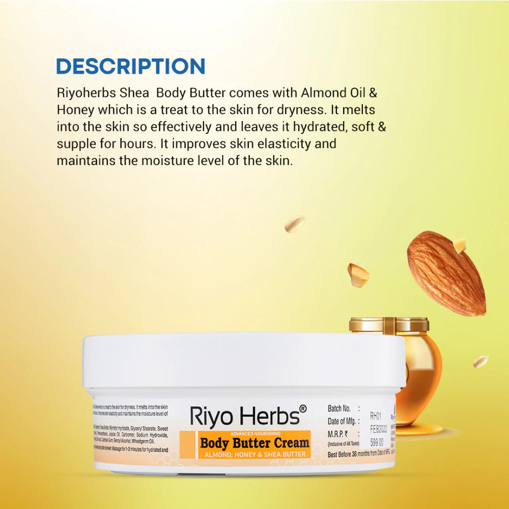 Riyo Herbs Body Butter Cream Infused with Almond Oil & Honey