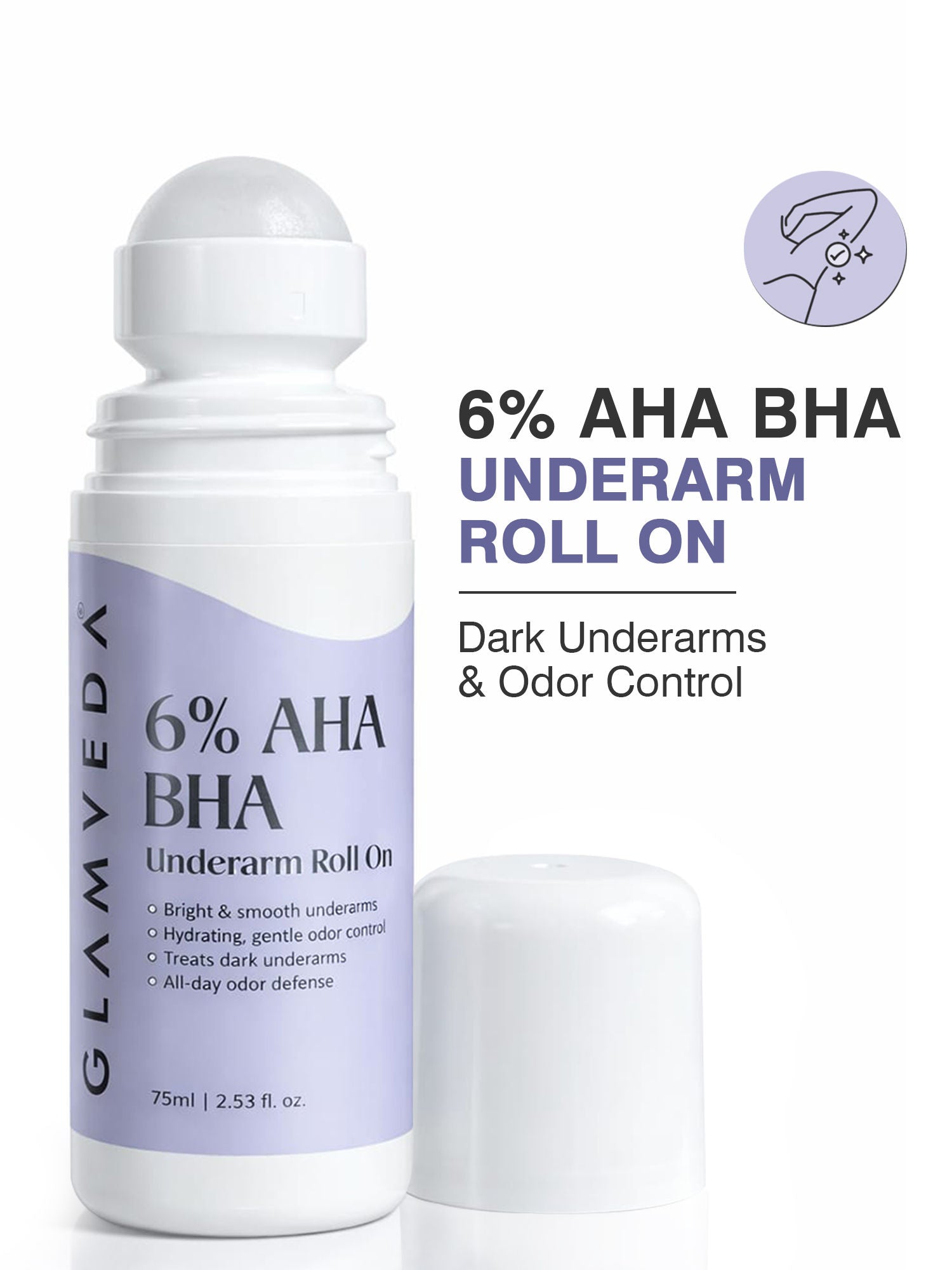 Glamveda 6% AHA BHA Underarm Roll On For Reduce Darkness & Odour Control