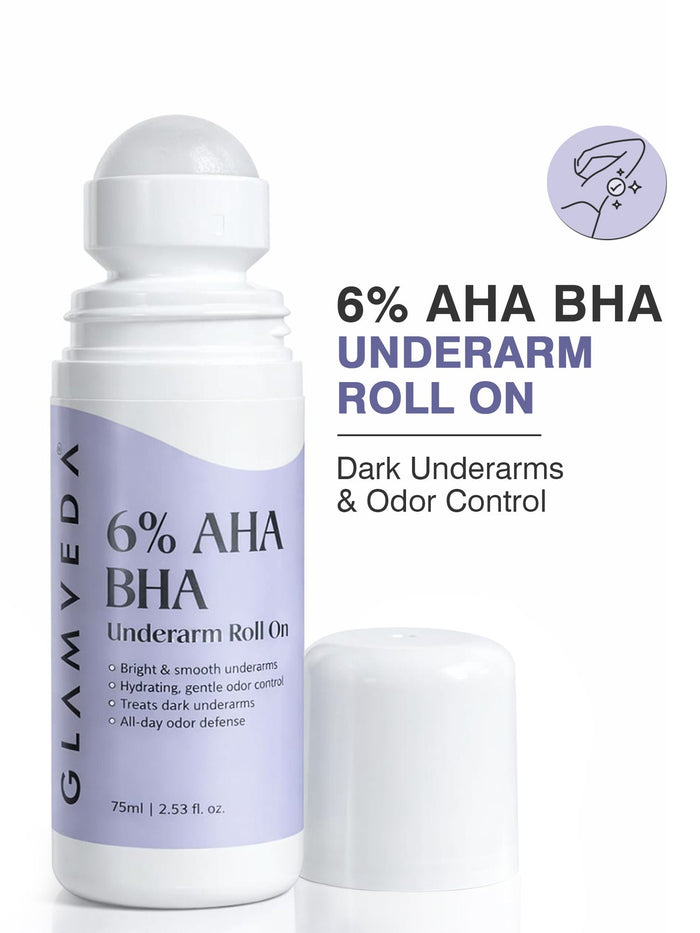 Glamveda 6% AHA BHA Underarm Roll On For Reduce Darkness & Odour Control