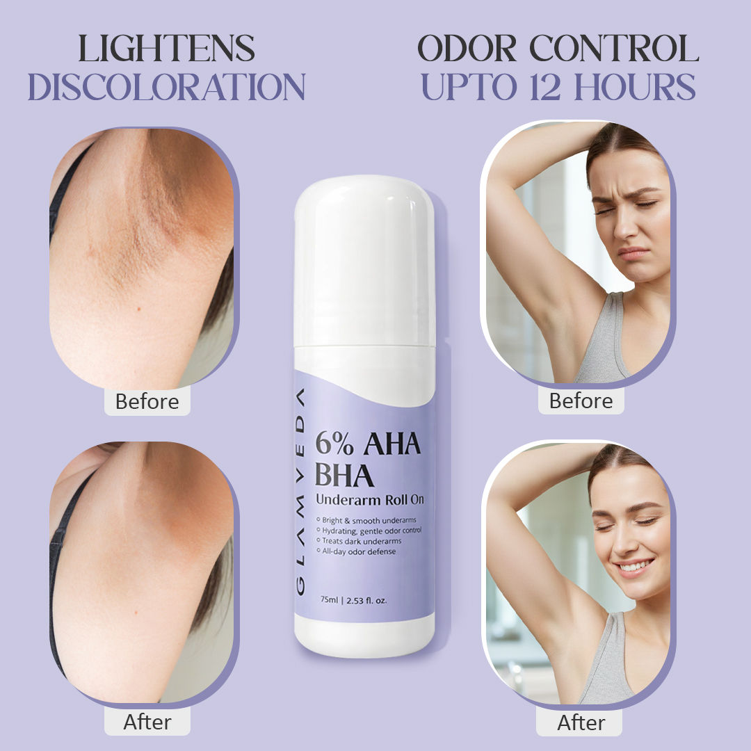 Glamveda 6% AHA BHA Underarm Roll On For Reduce Darkness & Odour Control