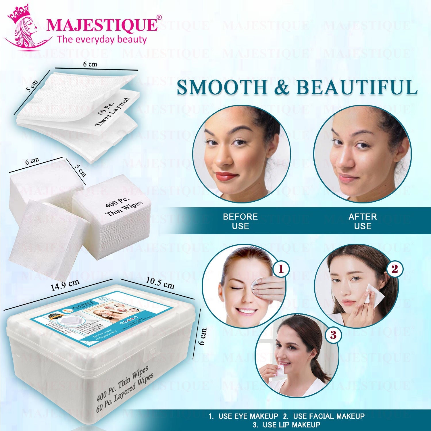 Majestique Makeup Removing Cotton Cleansing Tissues