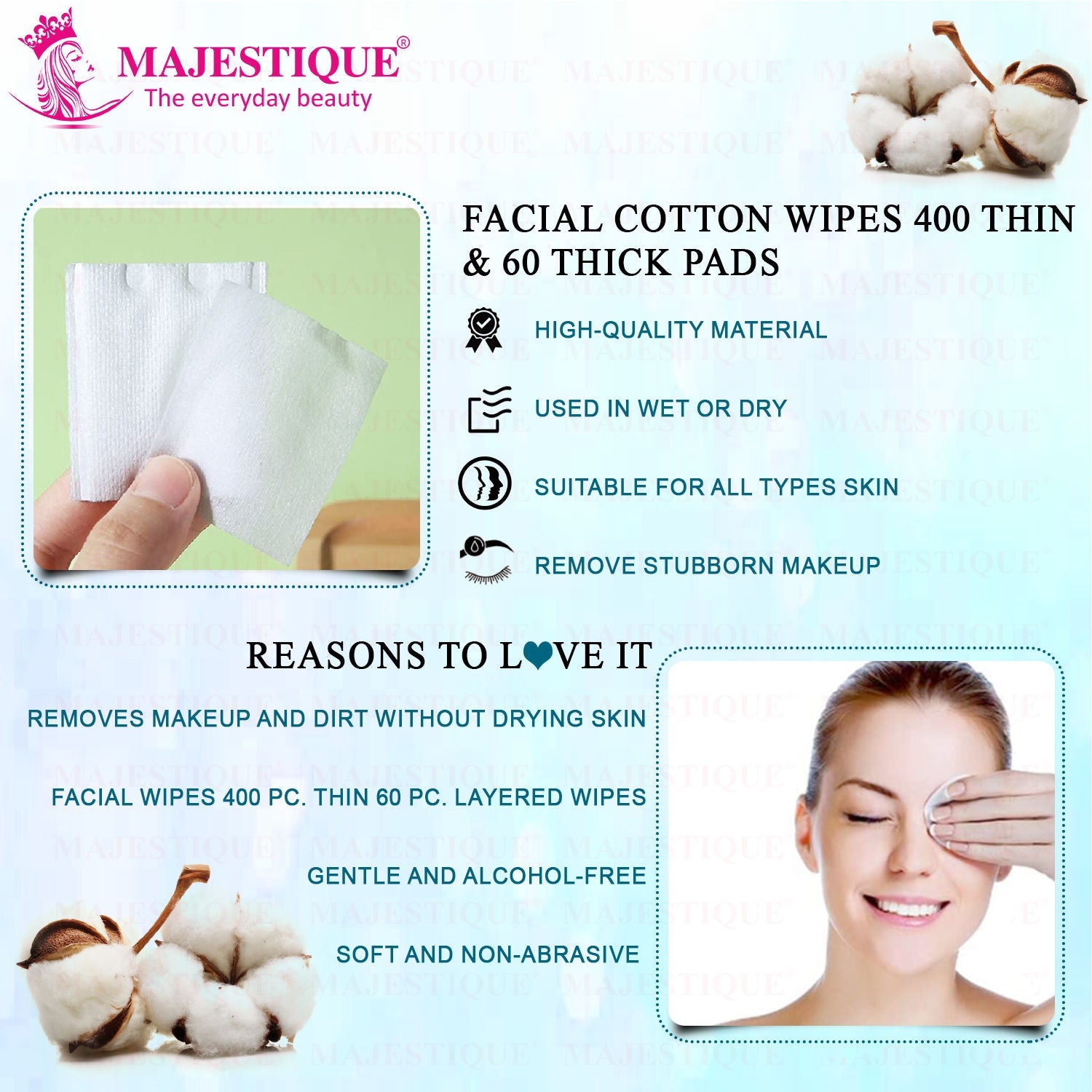 Majestique Makeup Removing Cotton Cleansing Tissues