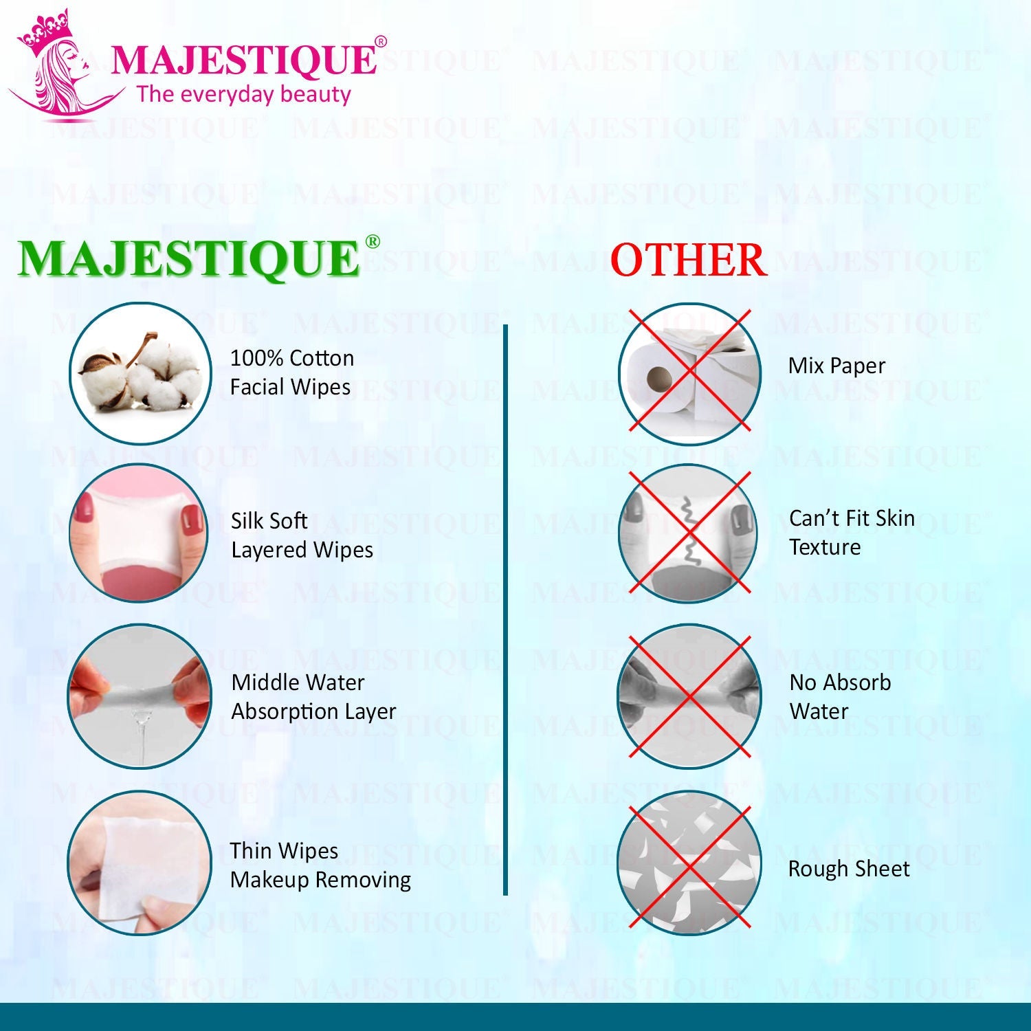 Majestique Makeup Removing Cotton Cleansing Tissues