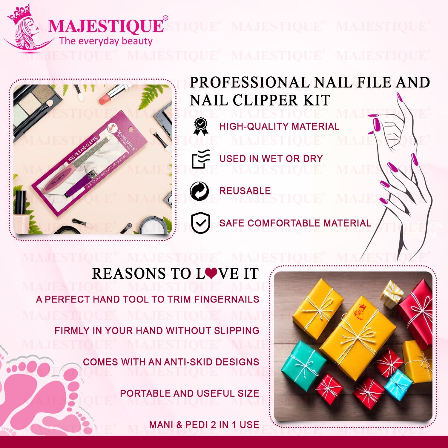 Majestique Nail File And Clipper Set - Colour May Vary