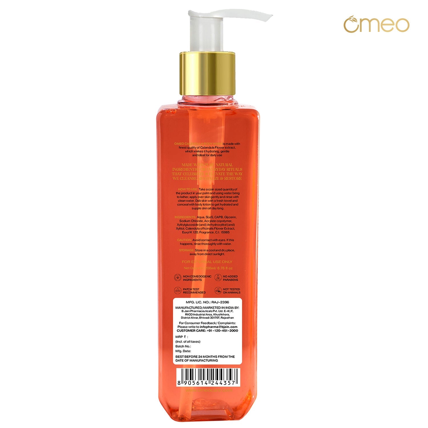 Omeo Calendula Body Wash Skin Friendly Ph, Gentle Cleansing, Soft Nourshing Body Wash