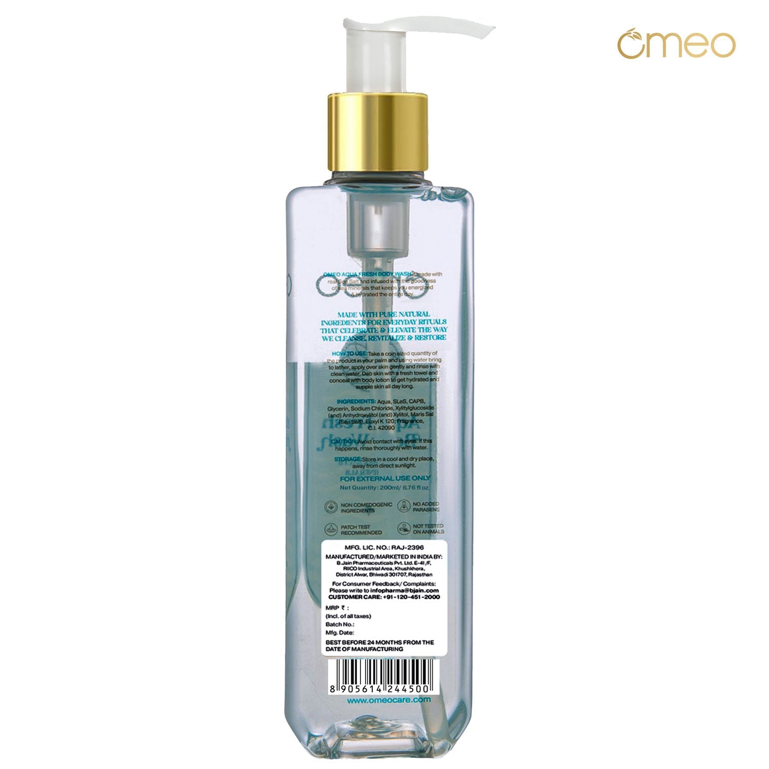 Omeo Aqua Fresh Body Wash - Skin Friendly Ph, Gentle Cleansing, Soft Nourshing Body Wash